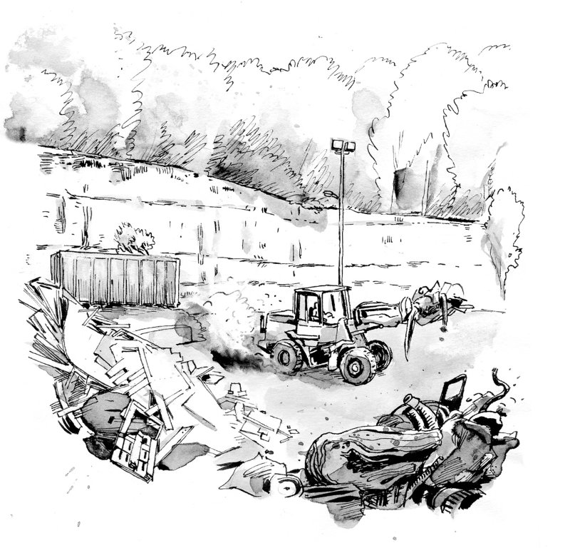 illustration à l'encre d'une vue de Montbéliard