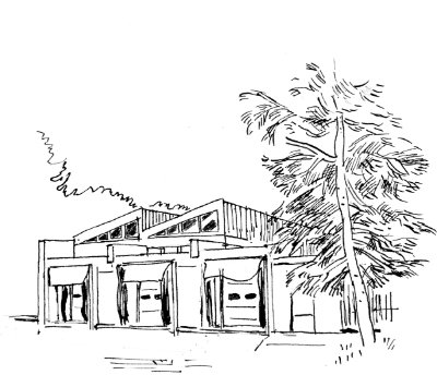 illustration à l'encre d'une vue de Montbéliard