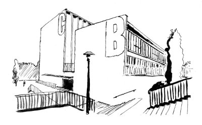 illustration à l'encre d'une vue de Montbéliard